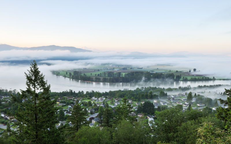 Regency Park & Creekside Estates Fraser Valley at foggy sunrise